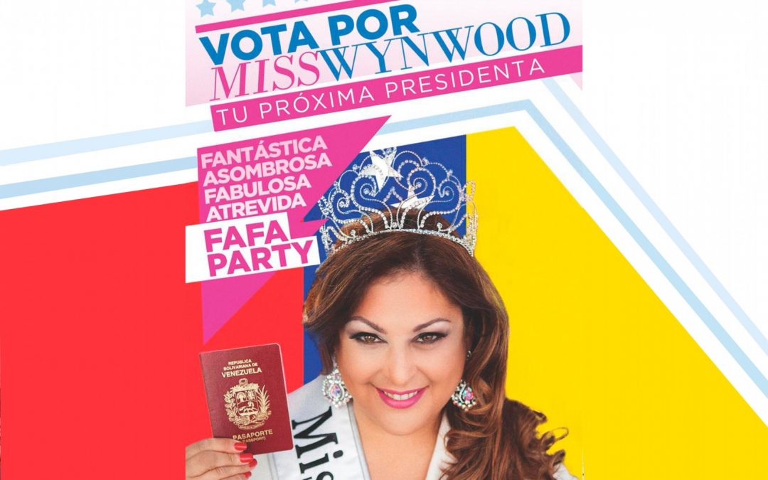 Miss Wynwood  presenta su campaña presidencial en Bogotá