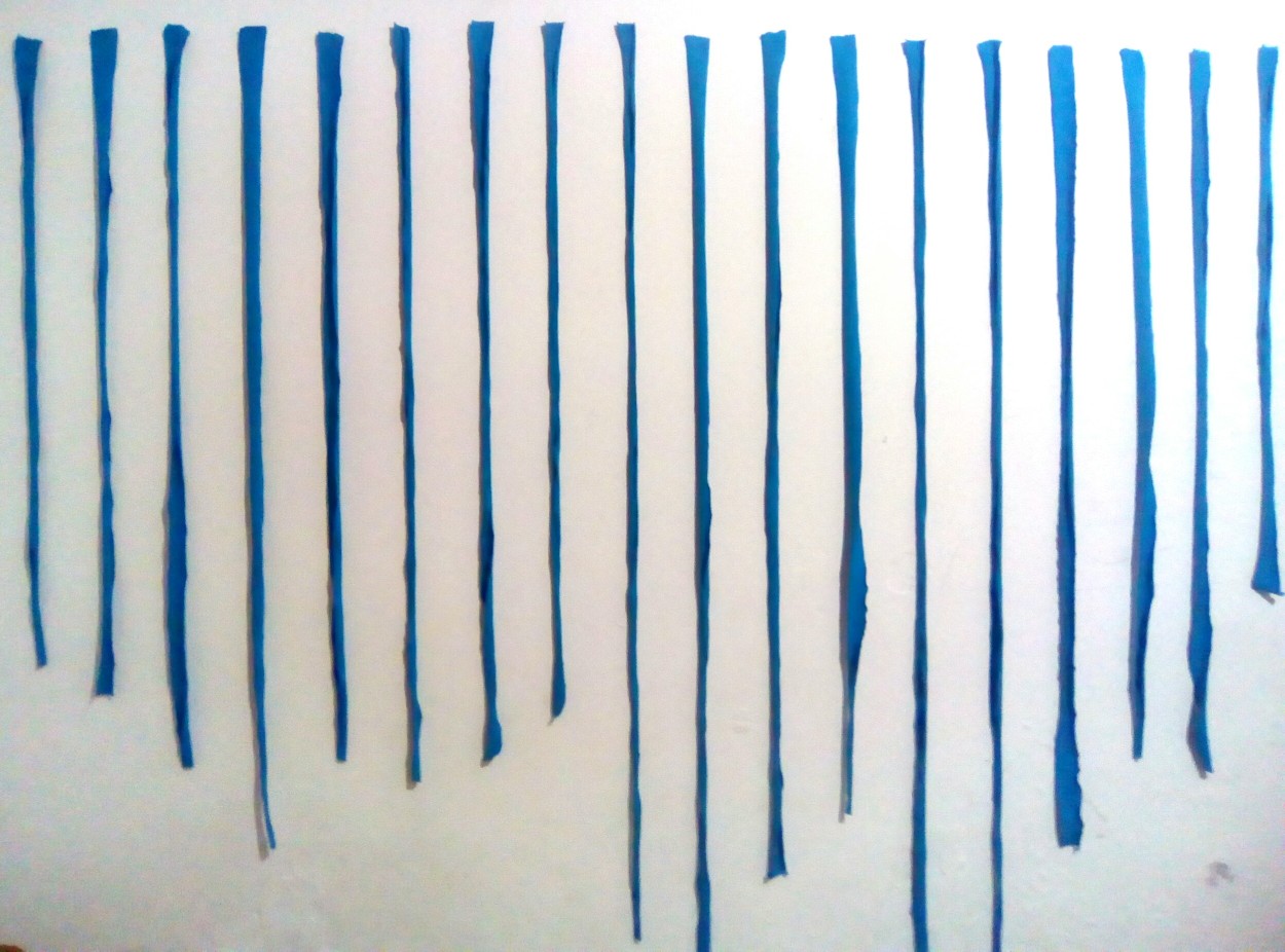 Wounmain (mi territorio) líneas de color azul. Tela, instalación 2018 Wounmain (mi territorio) líneas de color azul. Tela, instalación 2018